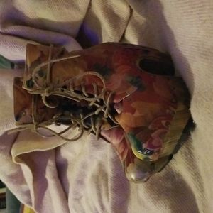 John Fluevog floral Rainbow clog boots size 6